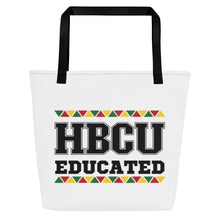 Load image into Gallery viewer, HBCU Educated White All-Over Print Large Tote Bag