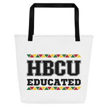 Load image into Gallery viewer, HBCU Educated White All-Over Print Large Tote Bag