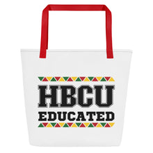 Load image into Gallery viewer, HBCU Educated White All-Over Print Large Tote Bag