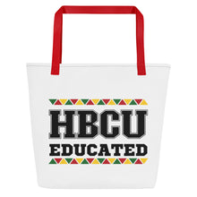 Load image into Gallery viewer, HBCU Educated White All-Over Print Large Tote Bag