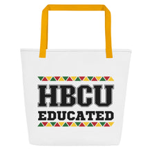Load image into Gallery viewer, HBCU Educated White All-Over Print Large Tote Bag