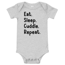 Load image into Gallery viewer, Eat. Sleep. Cuddle. Repeat. Baby Onesie - Melanated Vibes