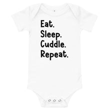 Load image into Gallery viewer, Eat. Sleep. Cuddle. Repeat. Baby Onesie - Melanated Vibes