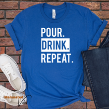 Load image into Gallery viewer, Pour Drink Repeat Unisex Tee
