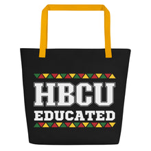 Load image into Gallery viewer, HBCU Educated Black All-Over Print Large Tote Bag
