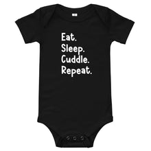 Load image into Gallery viewer, Eat. Sleep. Cuddle. Repeat. Baby Onesie - Melanated Vibes
