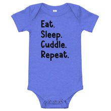 Load image into Gallery viewer, Eat. Sleep. Cuddle. Repeat. Baby Onesie - Melanated Vibes
