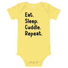 Load image into Gallery viewer, Eat. Sleep. Cuddle. Repeat. Baby Onesie - Melanated Vibes
