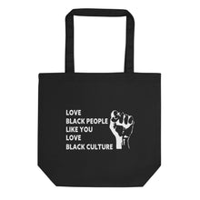 Load image into Gallery viewer, Love Black People Black Eco Tote Bag
