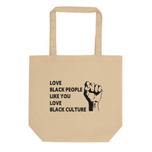 Load image into Gallery viewer, Love Black People Black Eco Tote Bag
