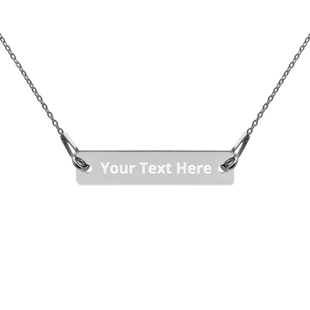 Engraved Silver Bar Chain Necklace - Melanated Vibes