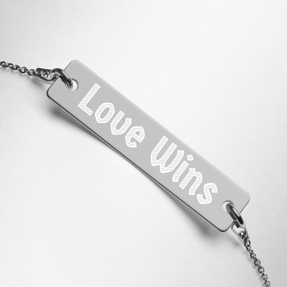 Love is Love Engraved Bar Chain Necklace