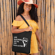 Load image into Gallery viewer, Love Black People Black Eco Tote Bag
