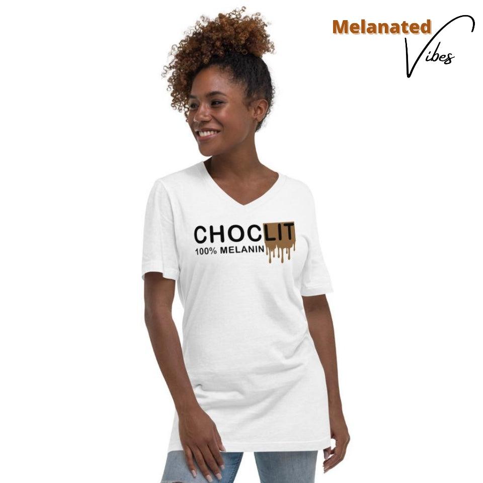 CHOCLIT Unisex V-Neck Tee - Melanated Vibes