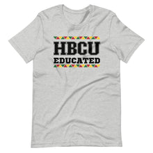 Load image into Gallery viewer, HBCU Educated Tribal Design Unisex Tee (Black Text) - Melanated Vibes
