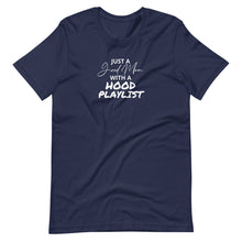 Load image into Gallery viewer, Just A Good Mom With A Hood Playlist Unisex Tee
