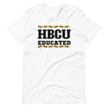 Load image into Gallery viewer, HBCU Educated Tribal Design Unisex Tee (Black Text) - Melanated Vibes
