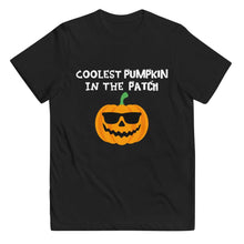 Load image into Gallery viewer, Coolest Pumpkin in the Patch Unisex Youth Tee (White Text) - Melanated Vibes
